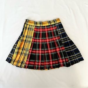 Zara Plaid Pleated Mini Skirt